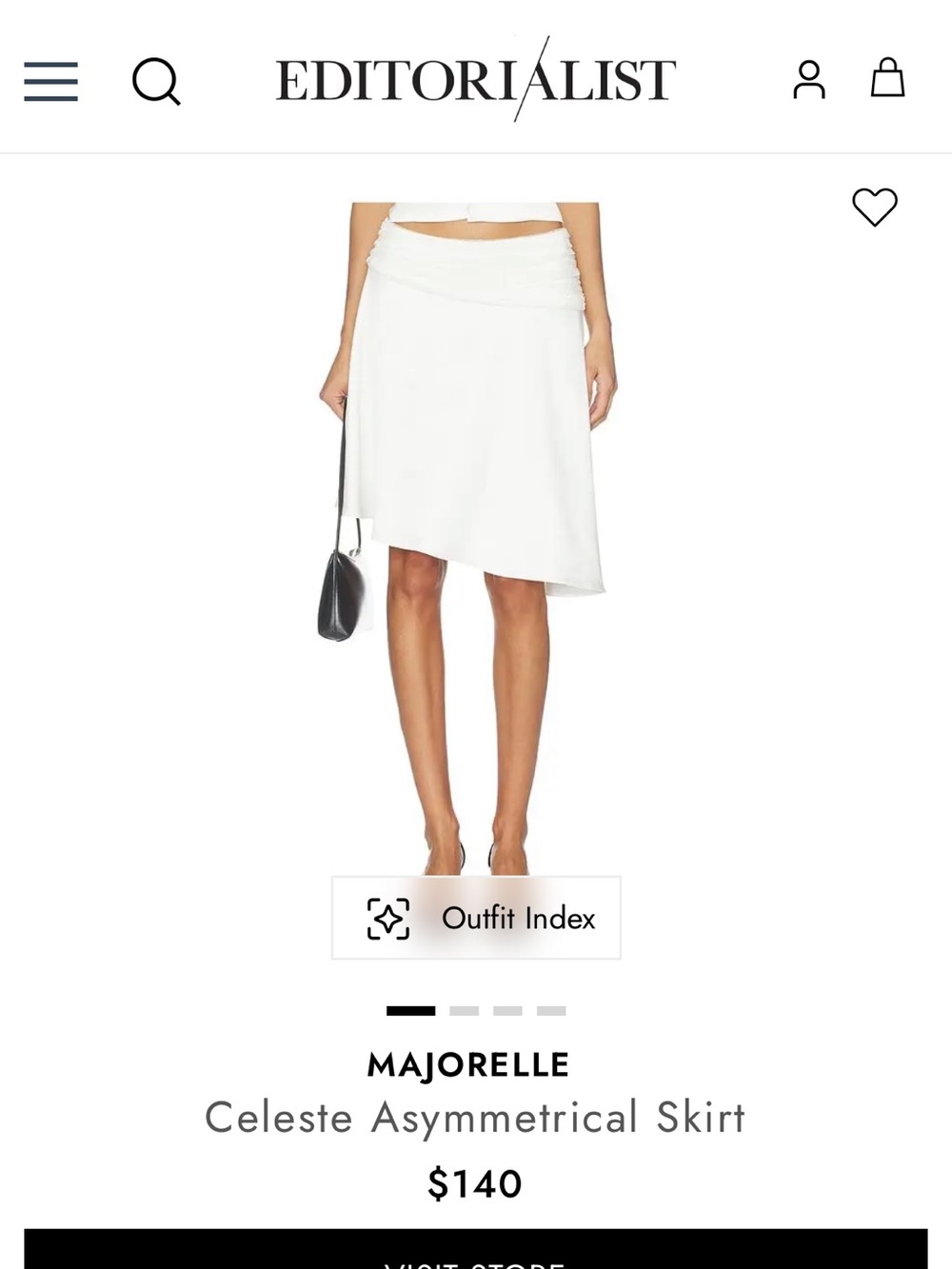 MAJORELLE Celeste Asymmetrical Skirt in White